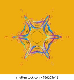 Snowflake isolated on yellow, blue and pink colors. Snowflake Icon. Vector illustration. Vector illustration.