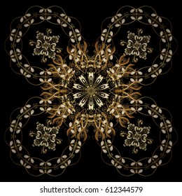 Snowflake isolated ornament. Flat design of snowflakes isolated on black background.