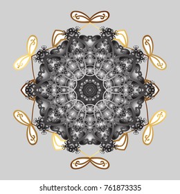 Snowflake isolated. Snowflake ornament on a gray, white and brown colors. Cute ornament object. Snowflake ornament Vector illustration.
