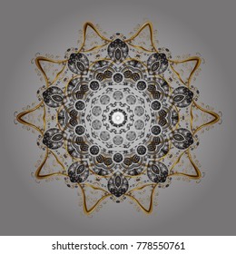 Snowflake isolated. Snowflake ornament on a gray, brown and beige colors. Cute ornament object. Snowflake ornament Vector illustration.