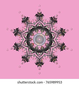 Snowflake isolated. Snowflake ornament on a pink, gray and neutral colors. Cute ornament object. Snowflake ornament Vector illustration.