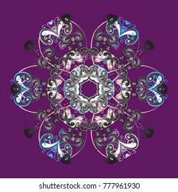 Snowflake isolated. Snowflake ornament on a purple, gray and blue colors. Cute ornament object. Snowflake ornament Vector illustration.