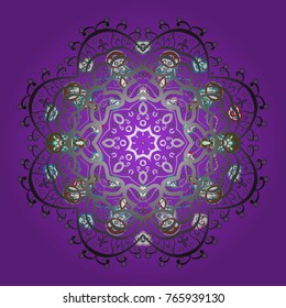 Snowflake isolated. Snowflake ornament on a violet, gray and blue colors. Cute ornament object. Snowflake ornament Vector illustration.