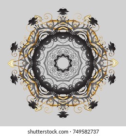 Snowflake isolated. Snowflake ornament Vector illustration. Snowflake ornament on a gray, brown and beige colors. Cute ornament object.