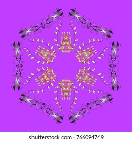 Snowflake isolated. Snowflake ornament Vector illustration. Snowflake ornament on a violet, gray and pink colors. Cute ornament object.