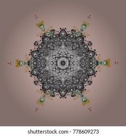Snowflake isolated. Snowflake ornament Vector illustration. Snowflake ornament on a neutral, gray and brown colors. Cute ornament object.