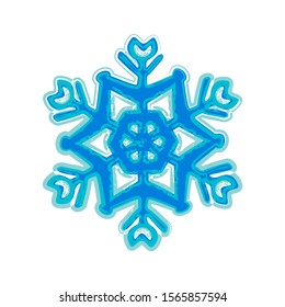 Snowflake isolated in white background.  New Year or Christmas vector illustration. Design element for sticker, banner, leaflet, poster.
