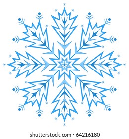 Snowflake isolated - winter natural object, complex figured form
