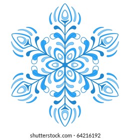 Snowflake isolated - winter natural object, complex figured form