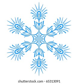 Snowflake isolated - winter natural object, complex figured form