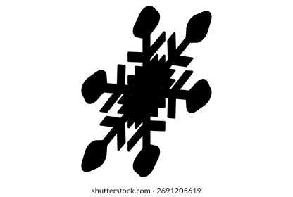 Ícone de desenho de linha isométrica floco de neve Ilustração do símbolo de neve de cristal de inverno, preto e branco, Ilustração de vetor