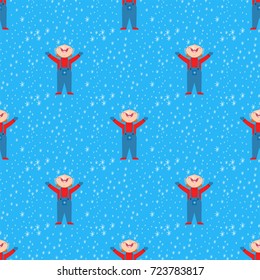 Snowflake kid vector weather traditional winter seamless pattern child december wrapping paper christmas background.