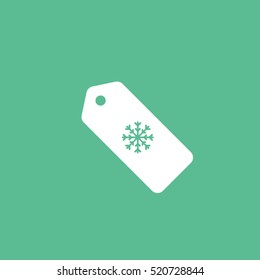 Snowflake Label Christmas New Year Flat Icon On Green Background