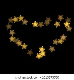 Snowflake landscape consists of isolated elements, with black back. Stylish, consist of beautiful elements in snowflake landscape. Can be used as print, wallpaper, cards, poster, logo, background