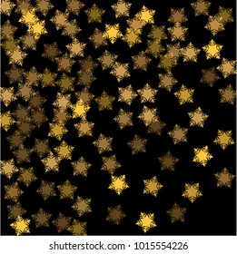 Snowflake landscape consists of isolated elements, with black back. Stylish, consist of beautiful elements in snowflake landscape. Can be used as print, wallpaper, cards, poster, logo, background