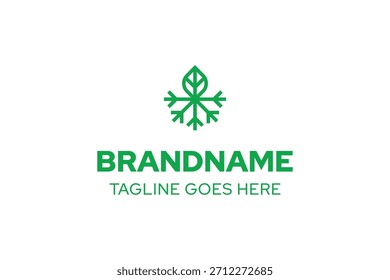 Logotipo moderno de la Naturaleza de la hoja del copo de nieve, que simboliza el equilibrio, la frescura y la armonía natural