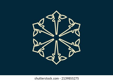 Diseño de oro ligero de copo de nieve Buen Vector