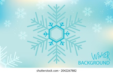 Snowflake in light winter colors. Abstract winter background.