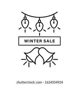 Snowflake lights bell icon. Simple line, outline vector elements of winter sale icons for ui and ux, website or mobile application