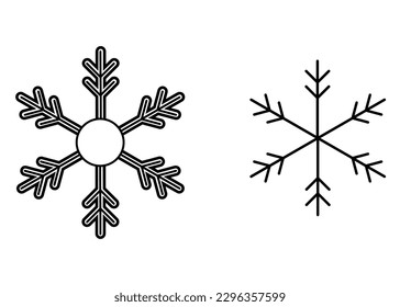 imagen de línea de copo de nieve e icono aislados en vector de fondo blanco e ilustración