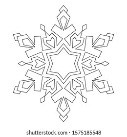 Snowflake. Line drawing. Vector illustration.