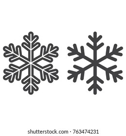 Snowflake line and glyph icon, New year and Christmas, snow sign vector graphics, a linear pattern on a white background, eps 10.