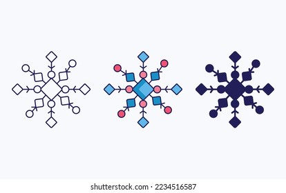Icono de copo de nieve e icono de glifo, ilustración vectorial