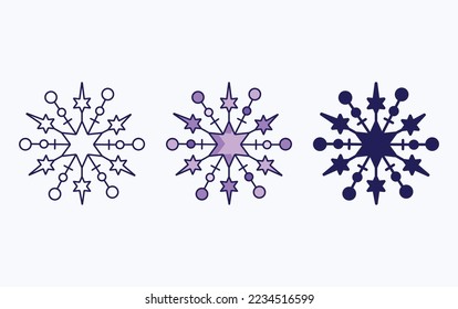 Snowflake line and glyph icon, vector illustration