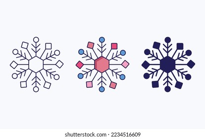 Snowflake line and glyph icon, vector illustration