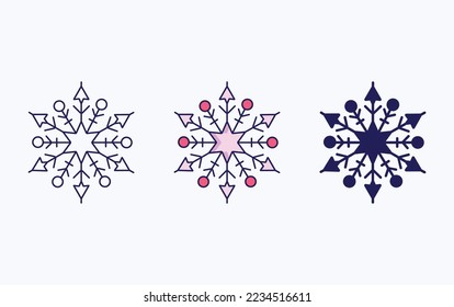 Snowflake line and glyph icon, vector illustration