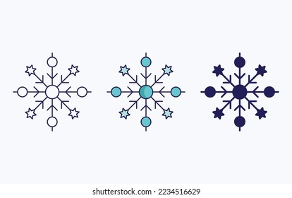 Snowflake line and glyph icon, vector illustration
