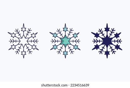 Snowflake line and glyph icon, vector illustration