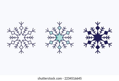 Snowflake line and glyph icon, vector illustration