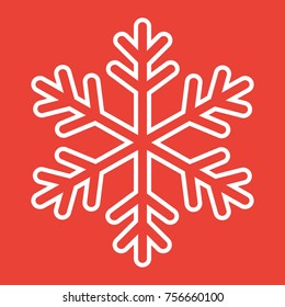 Snowflake line icon, New year and Christmas, snow sign vector graphics, a linear pattern on a red background, eps 10.