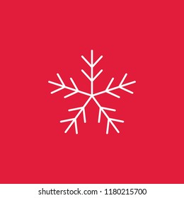 snowflake line icon on red background white