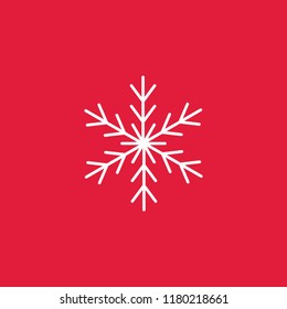 snowflake line icon on red background white