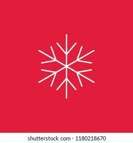 snowflake line icon on red background white