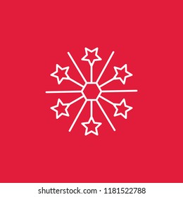 snowflake line icon on red background white