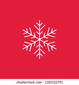 snowflake line icon on red background white