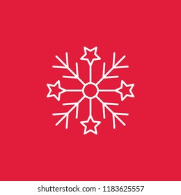 snowflake line icon on red background white