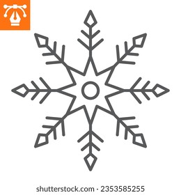Icono de línea Snowflake, icono de estilo de contorno para sitio web o aplicación móvil, navidad navideña e invierno, icono vector de estrella de nieve, ilustración vectorial simple, gráficos vectoriales con trazos editables.