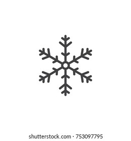 Snowflake line icon, outline vector sign, linear style pictogram isolated on white. Christmas decoration symbol, logo illustration. Editable stroke