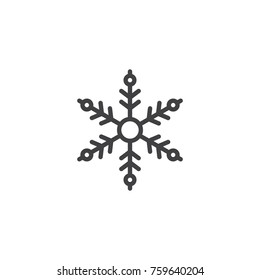 Snowflake line icon, outline vector sign, linear style pictogram isolated on white. Symbol, logo illustration. Editable stroke