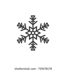 Snowflake line icon, outline vector sign, linear style pictogram isolated on white. Snow symbol, logo illustration. Editable stroke