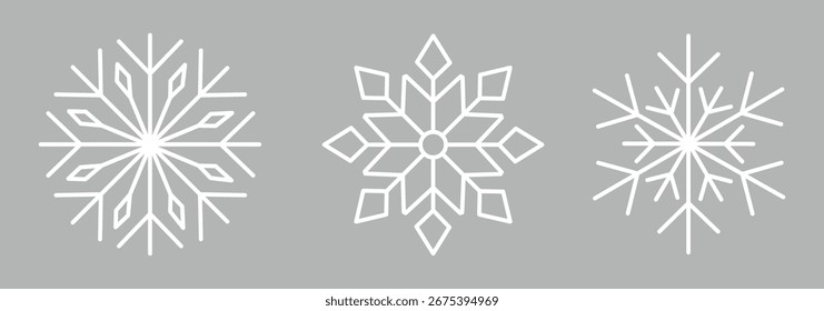 Schneeflocken-Liniensymbol. Schneeflocken-Symbolsatz.