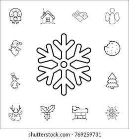 snowflake line icon. Set of Christmas and New Year icons. Signs, outline symbols collection, simple thin line icons for websites, web design, mobile app on white background