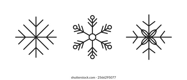 Snowflake line icon set. Snowflake design . Winter symbol. Snowflake editable stroke. Vector illustration