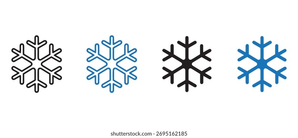 Symbol für Schneeflocke-Linie. mit verschiedenen minimalistischen Piktogrammen, die sich ideal für Wintergrafiken, saisonale Designelemente und digitale Illustrationen mit Vektorpräzision eignen.