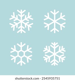 Snowflake line icon set. Snow fall sign isolated vector flake. Snowflake winter decoration symbol.