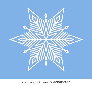 Snowflake line icon. Symbol of winter and cold. Geometric ornate snowflake silhouette. Beautiful decorative sign for Christmas card. Outline vector illustration isolated on background